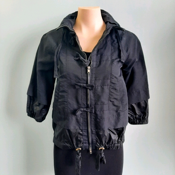 MQUEEN black jacket with bows and hood - Picture 1 of 11